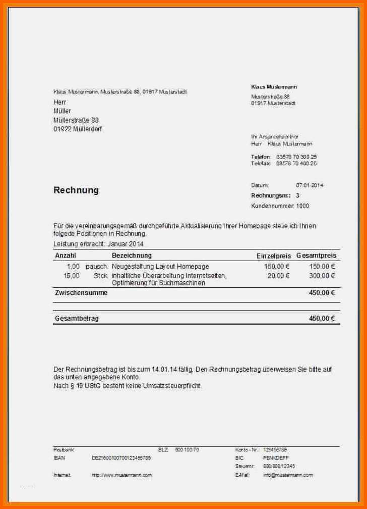Exklusiv Rechnung Kleinunternehmer Vorlage Inspiration 9 Rechnung