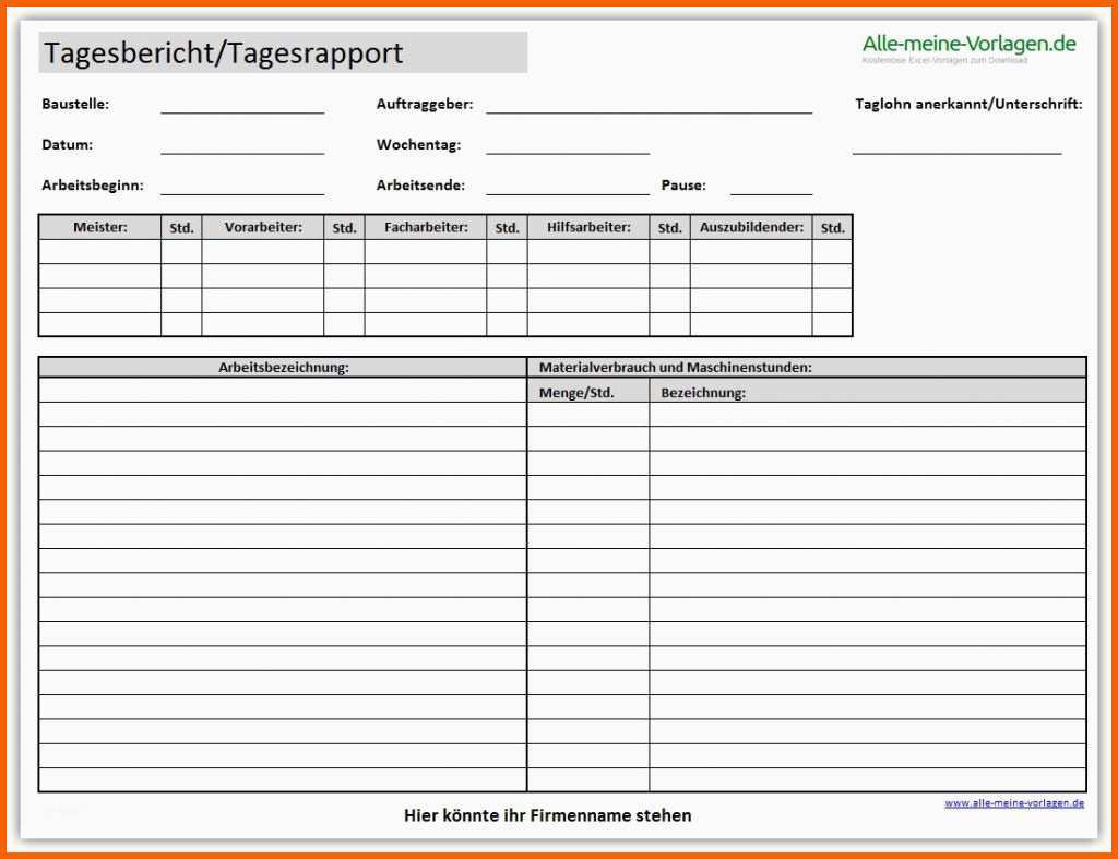 Exklusiv Tagesbericht Tagesrapport Die Kostenlose Vorlage
