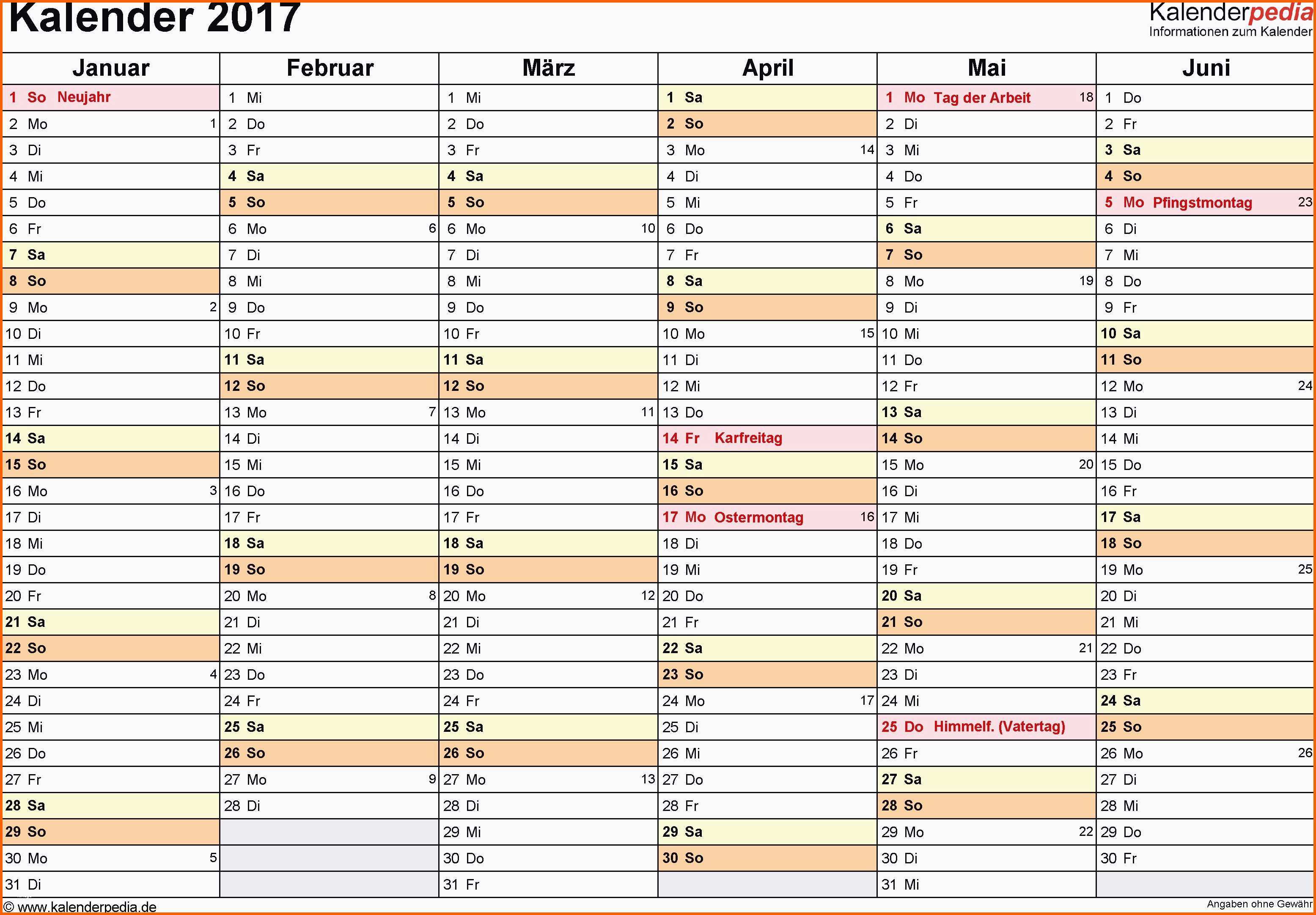 Exklusiv Unglaubliche Kalender 2017 Vorlage
