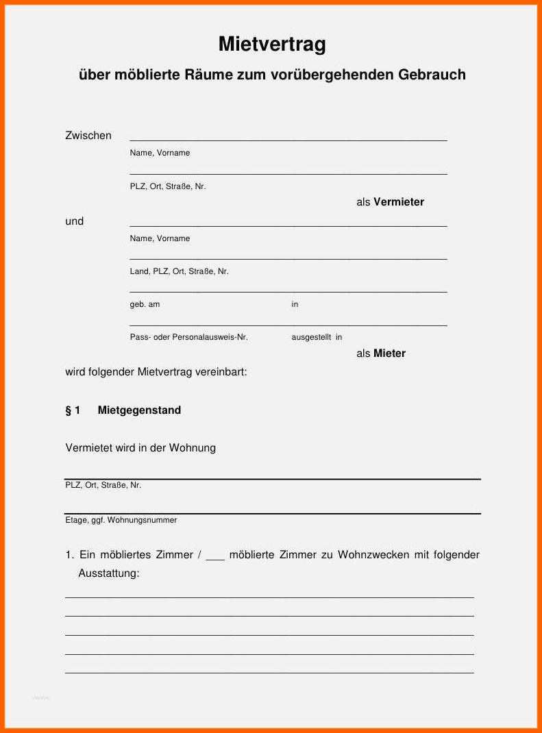 Fabelhaft 16 Mietvertrag Vorlage Word
