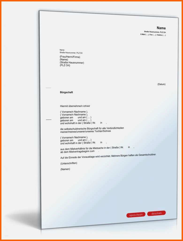Fabelhaft 21 Bewundernswert Elternbürgschaft Miete Vorlage Vorräte