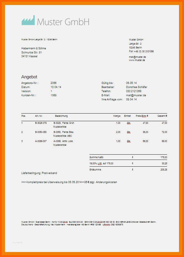 Fabelhaft 8 Angebot Englisch Vorlage