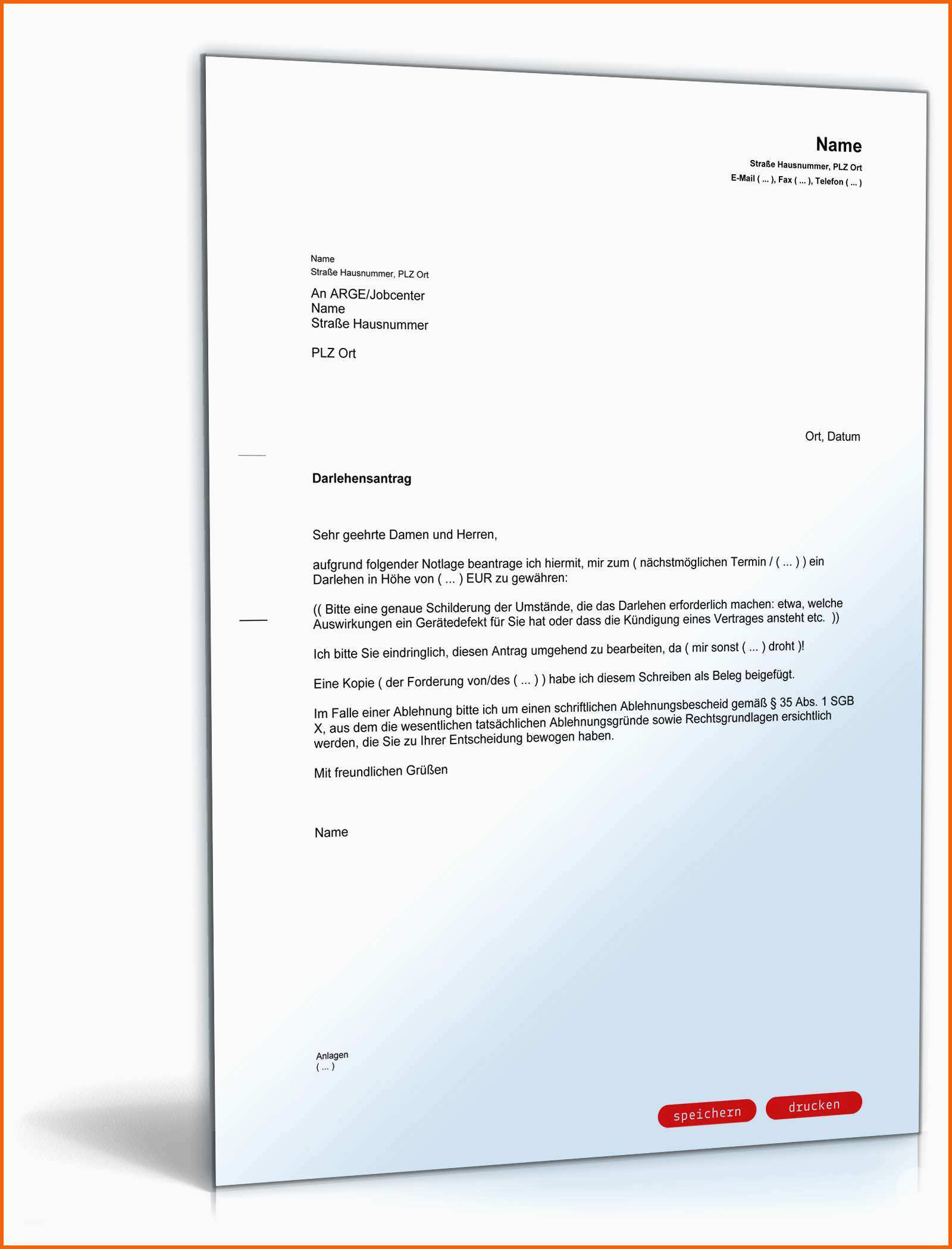 Fabelhaft Antrag Auf Ein Darlehen Bei Der Arge