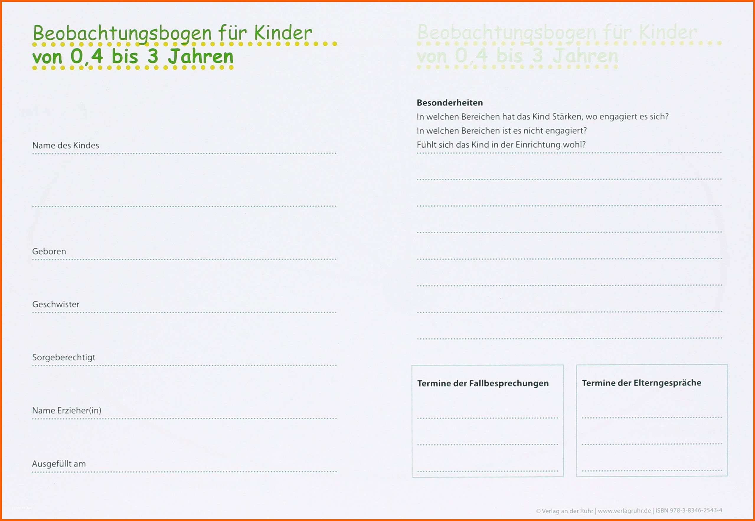 Fabelhaft Beobachtungsbogen Kindergarten Muster Frisch