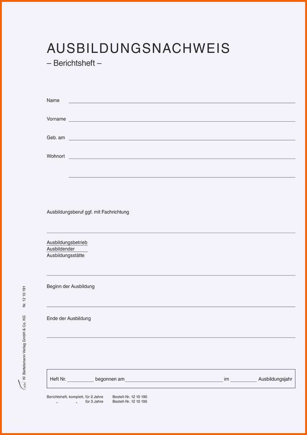 Fabelhaft Besten Der Deckblatt Berichtsheft