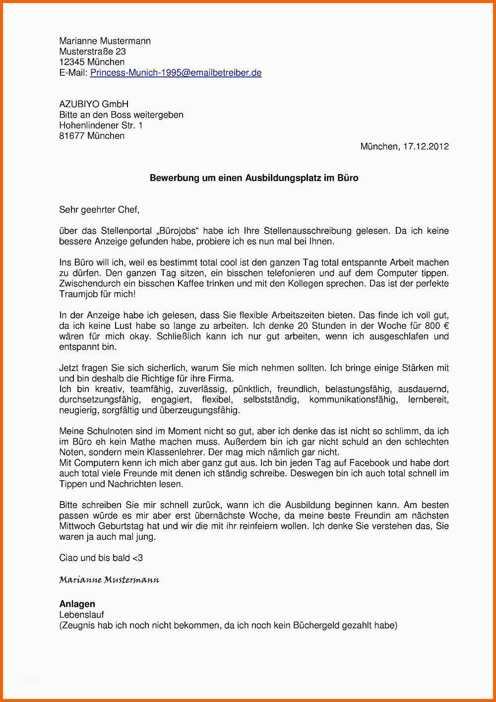 Fabelhaft Bewerbungsanschreiben Ausbildung Vorlage – Vorlagen 1001