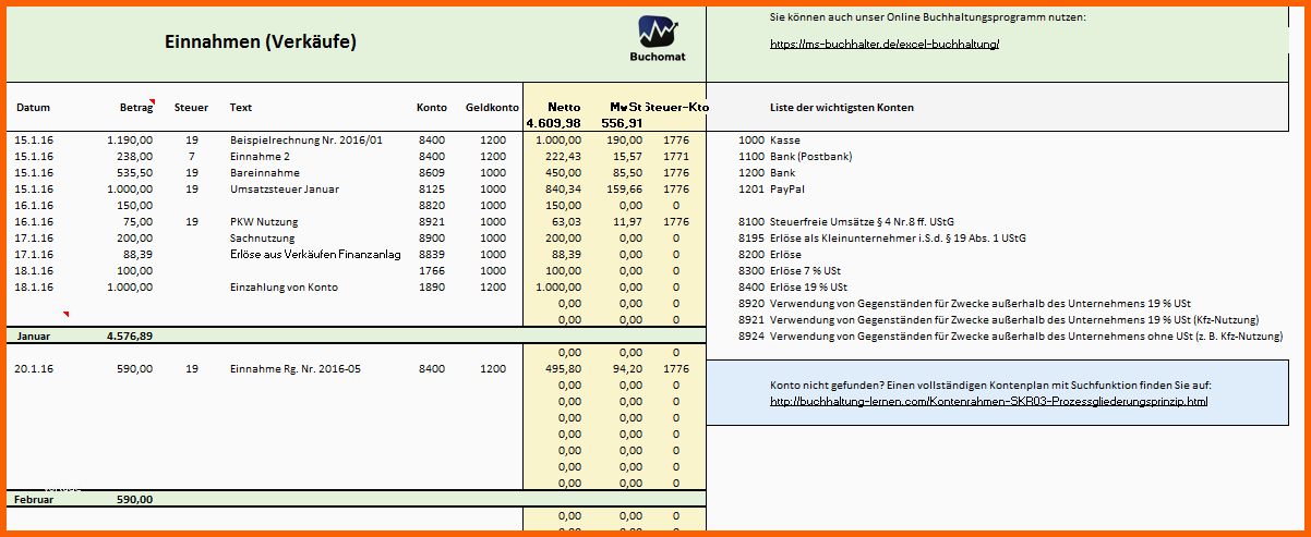 Fabelhaft Excel Vorlage Für Ihre Buchhaltung Und EÜr