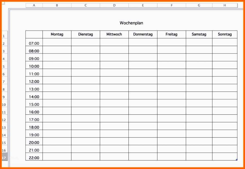 Fabelhaft Frisches Wochenplan Excel Vorlage