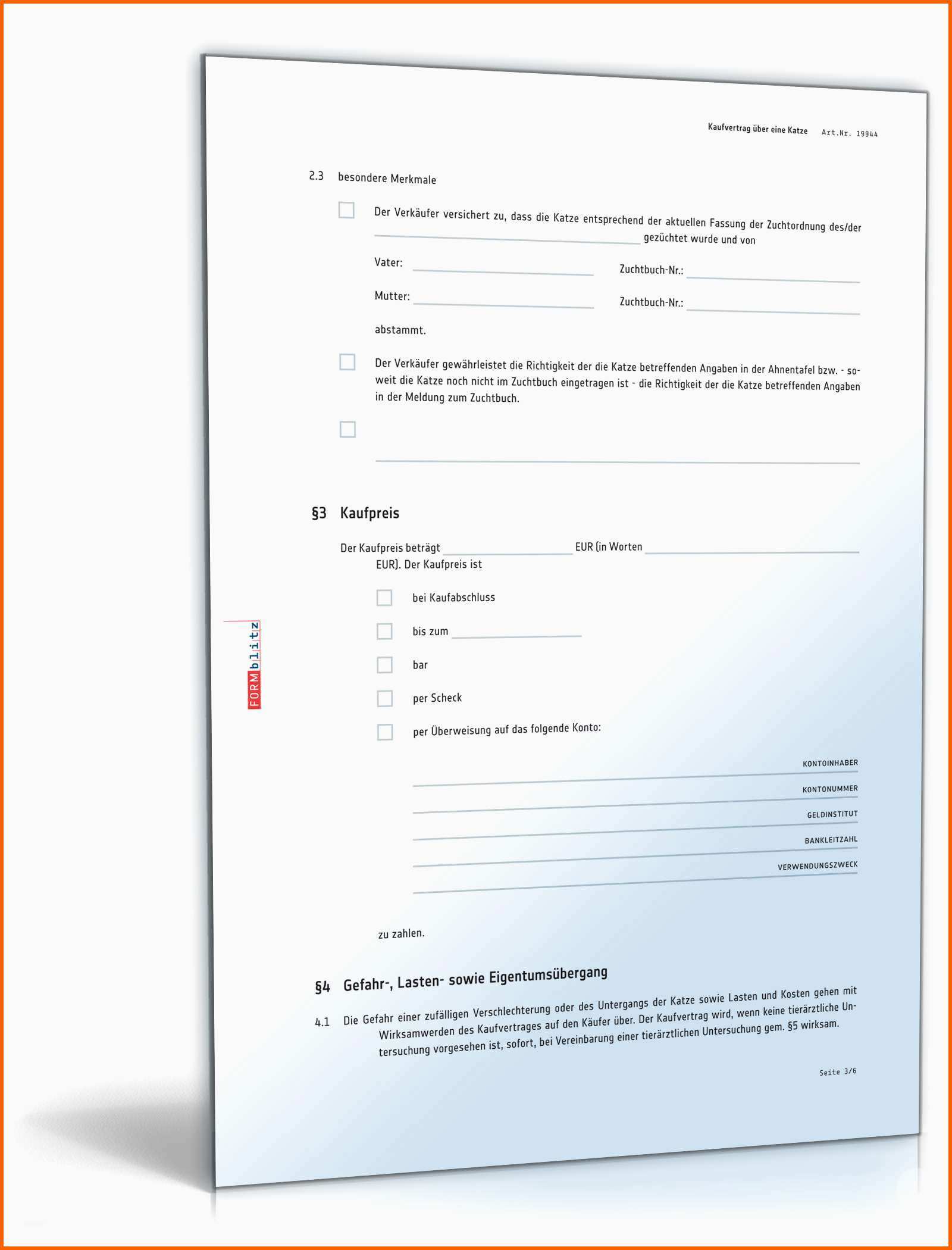 Fabelhaft Kaufvertrag Katze Rechtssichere Vorlage Zum Download
