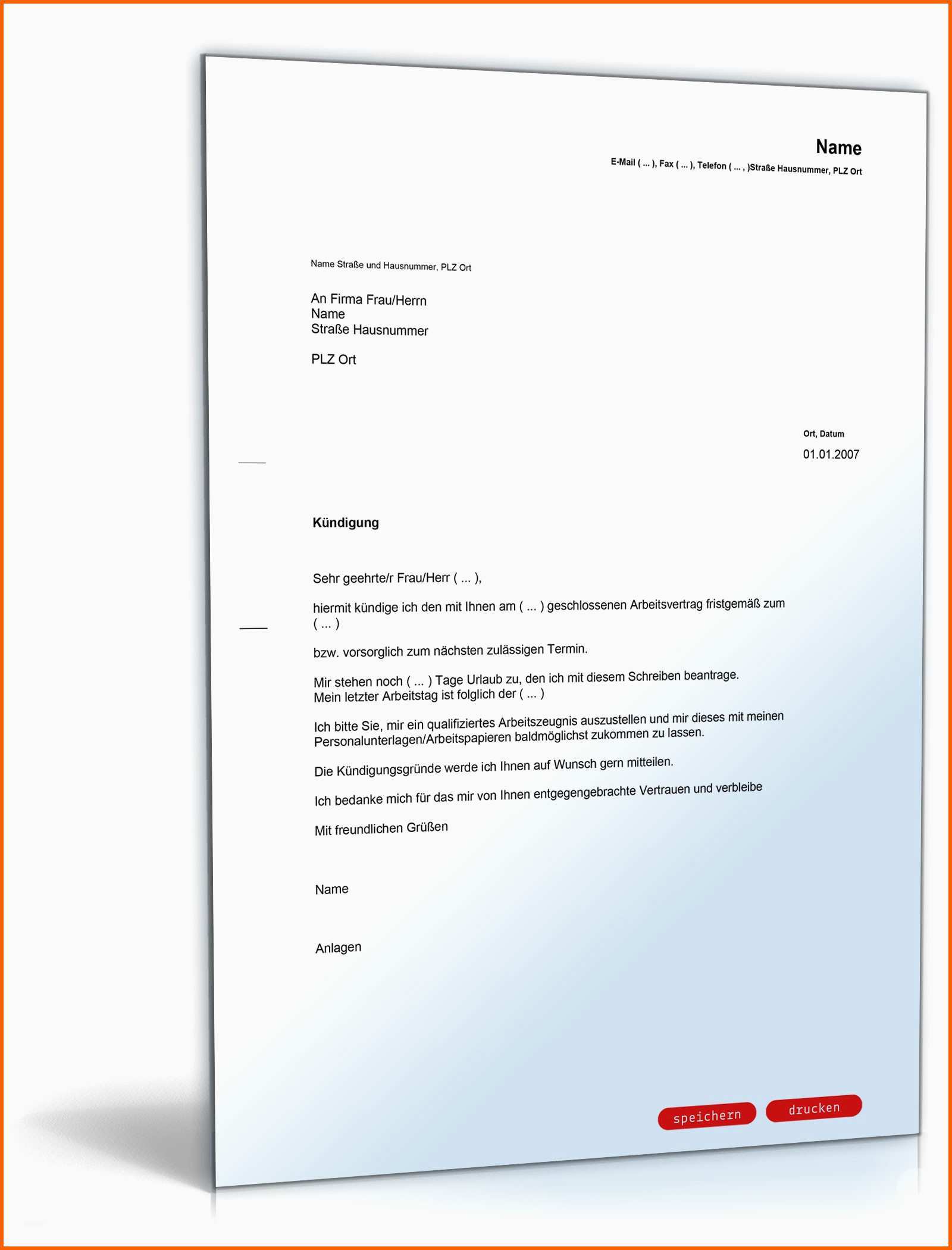 Fabelhaft Kündigung Arbeitsvertrag Fristgemäß Arbeitnehmer