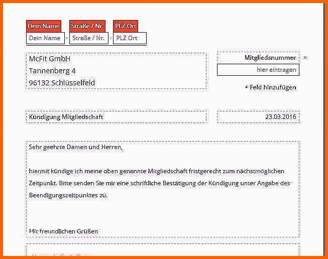 Fabelhaft Kündigung Vorlage Fitnessstudio Am Besten Fitnessstudio