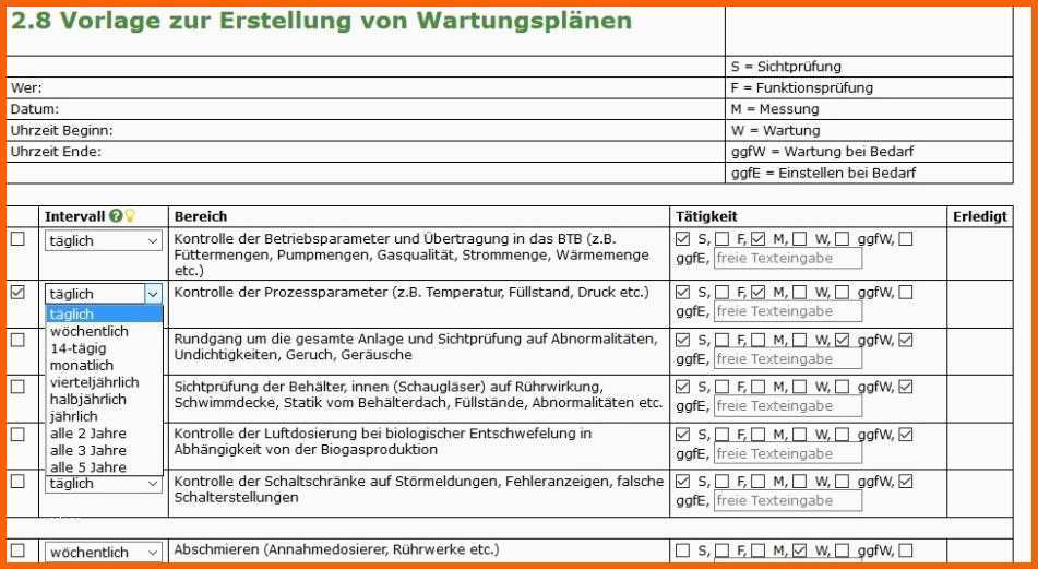 Fabelhaft Maschinen Wartungsplan Vorlage Excel – De Excel