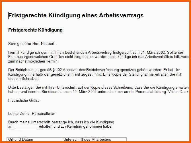 Fabelhaft Mietkündigung Vorlage