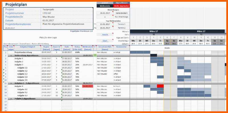 Fabelhaft Projektplan Excel Download