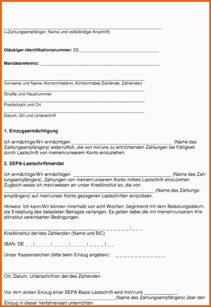 Fabelhaft Sepa Lastschriftmandat Vorlage Sparkasse – Vorlagens Download