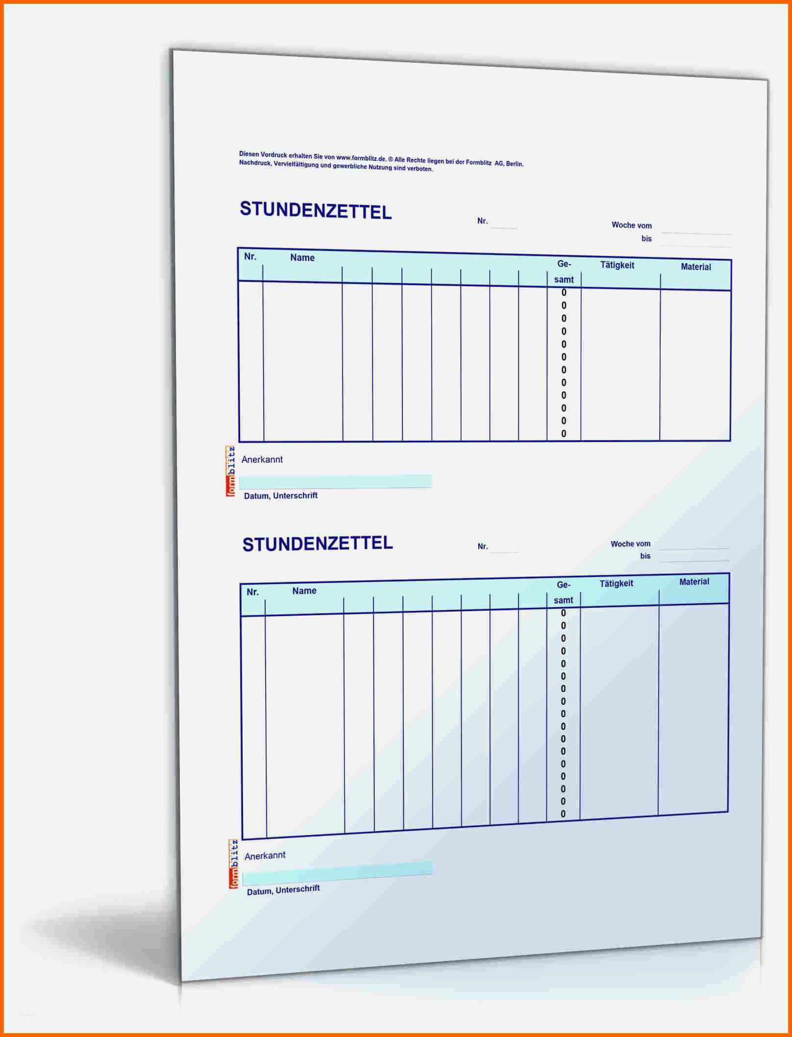 Fabelhaft Stundenzettel Excel Vorlage Kostenlos 2017 Cool ...