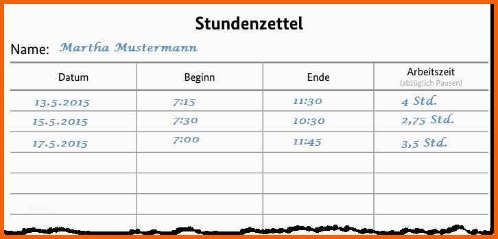 Fabelhaft Vorlage Zur Dokumentation Der Täglichen Arbeitszeit