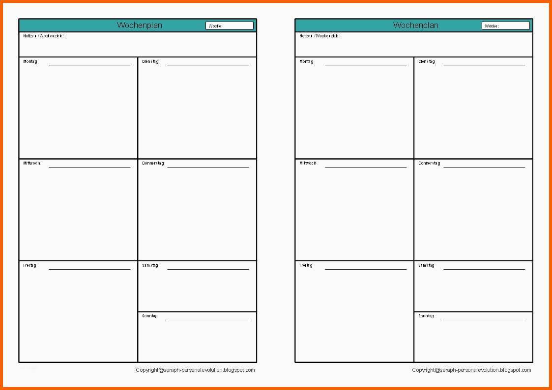 Fabelhaft Wochenplan Vorlage Word – Mimpi