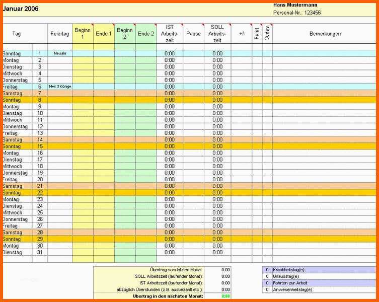 Fabelhaft Zeiterfassung Excel Vorlage – Xcelz Download