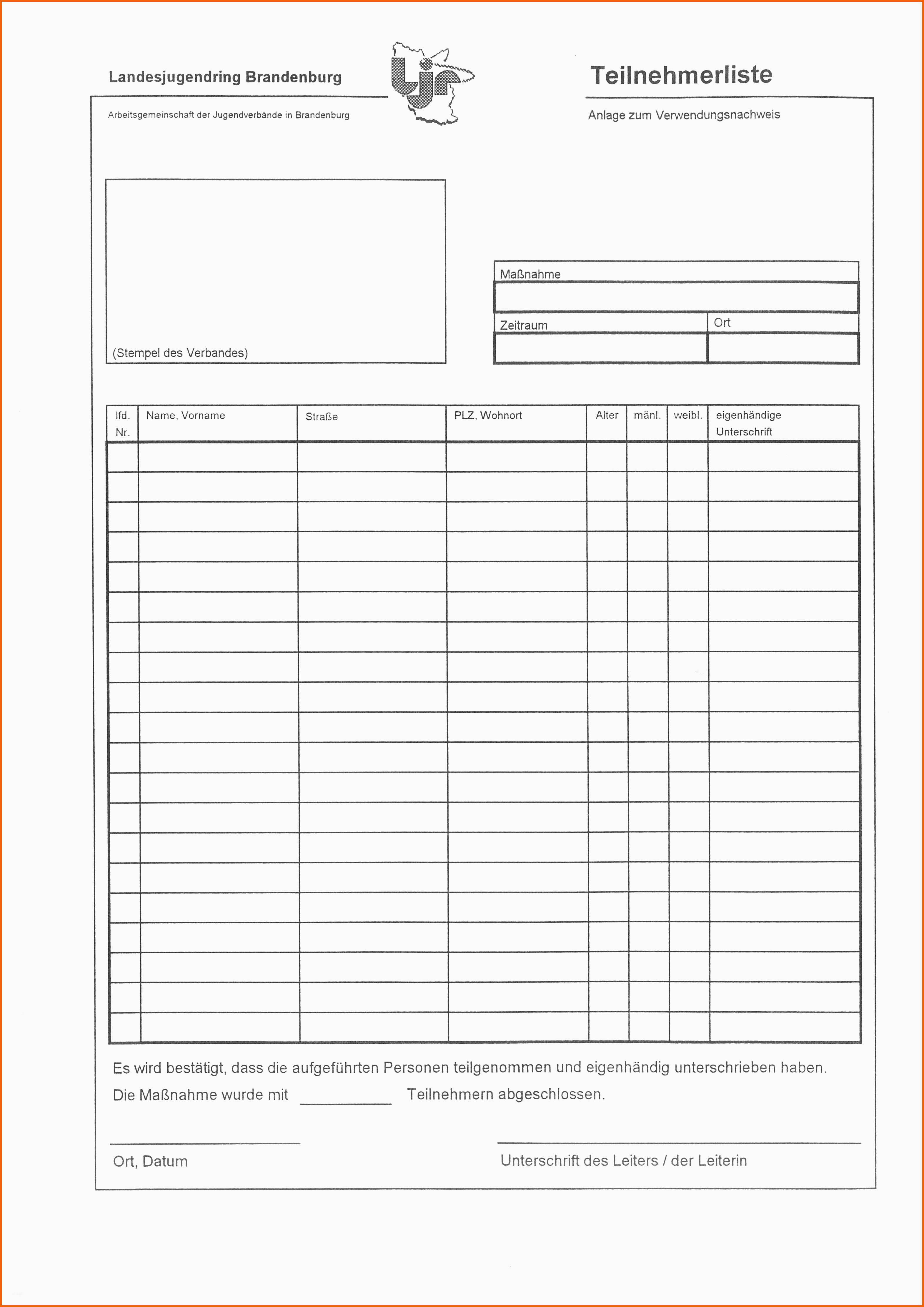 Fantastisch 11 Teilnehmerliste Vorlage Excel Vorlagen123 Vorlagen123