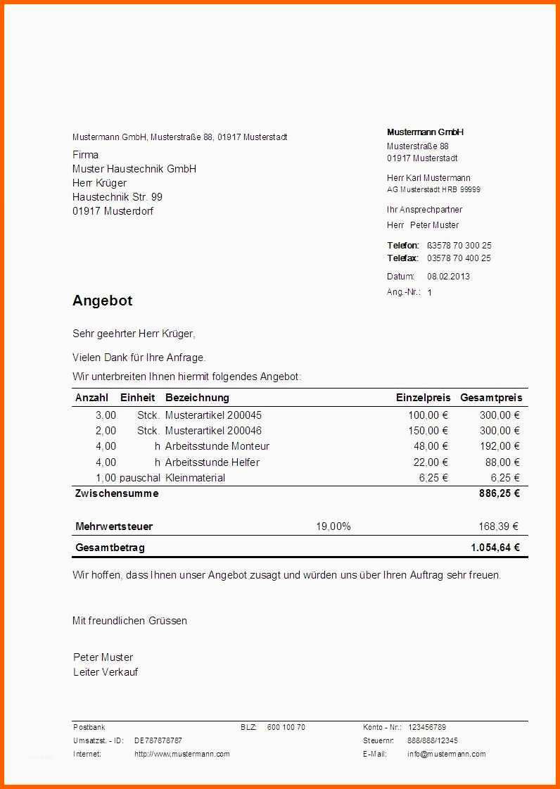 Fantastisch 15 Angebot Schreiben Vorlage