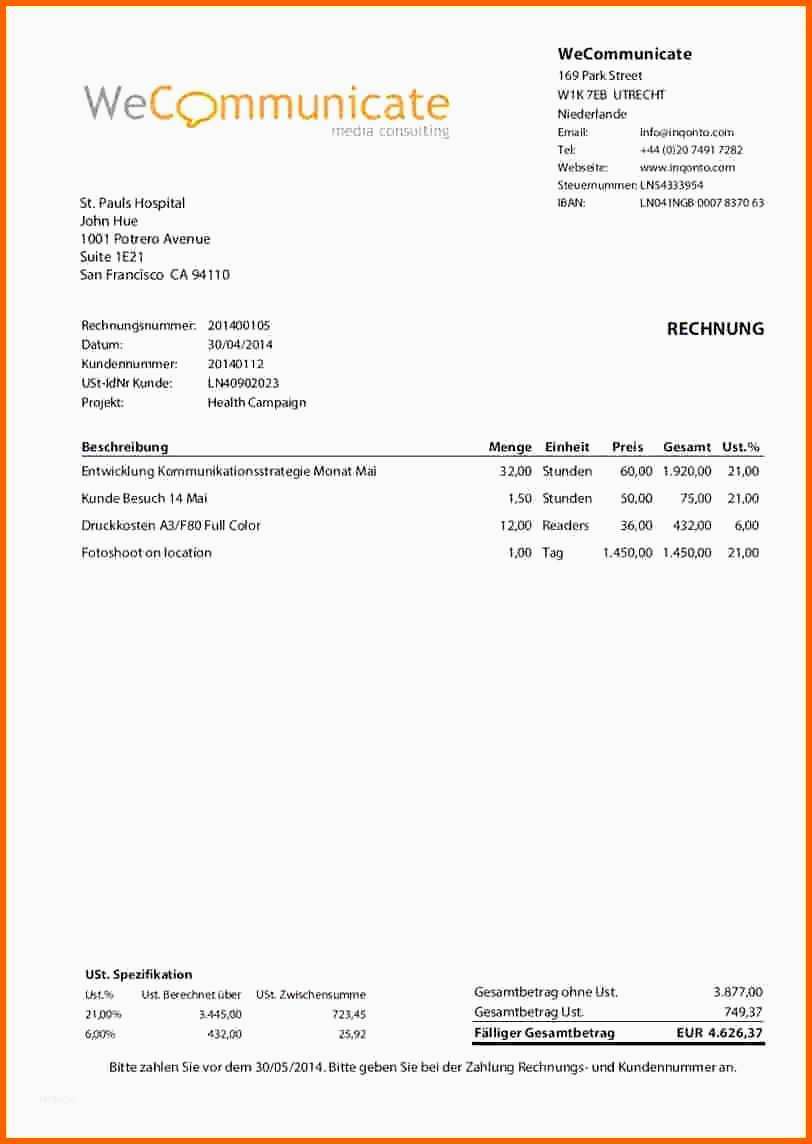 Fantastisch 15 Rechnung Ohne Mehrwertsteuer Vorlage