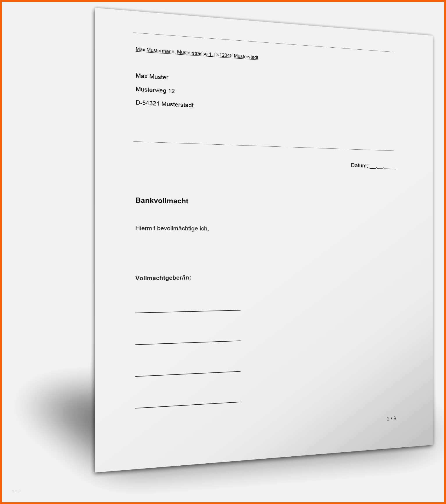 Fantastisch 20 Bankvollmacht Vorlage Kostenlos