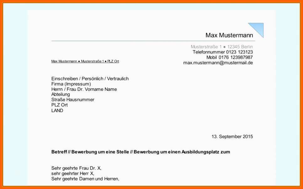 Fantastisch 9 Briefkopf Bewerbung Vorlage Word
