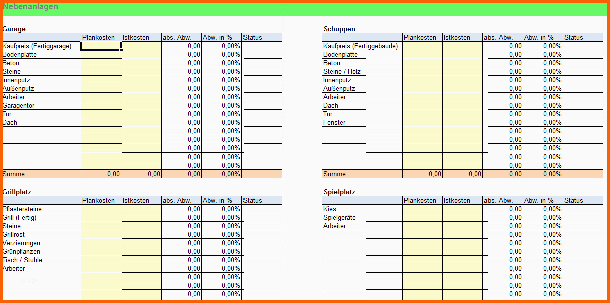Fantastisch Baukostenrechner In Excel Kalkulation Und Steuerung Ihrer