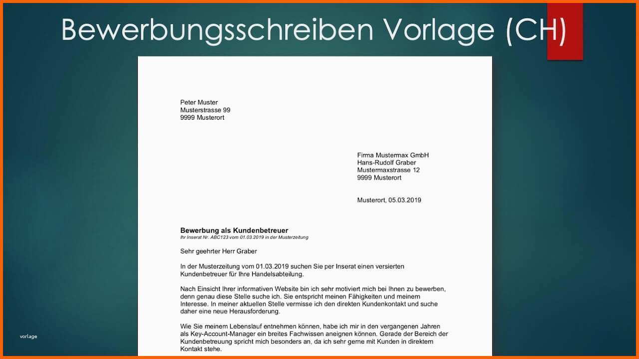 Fantastisch Bewerbungsschreiben Muster & Vorlagen Schweiz