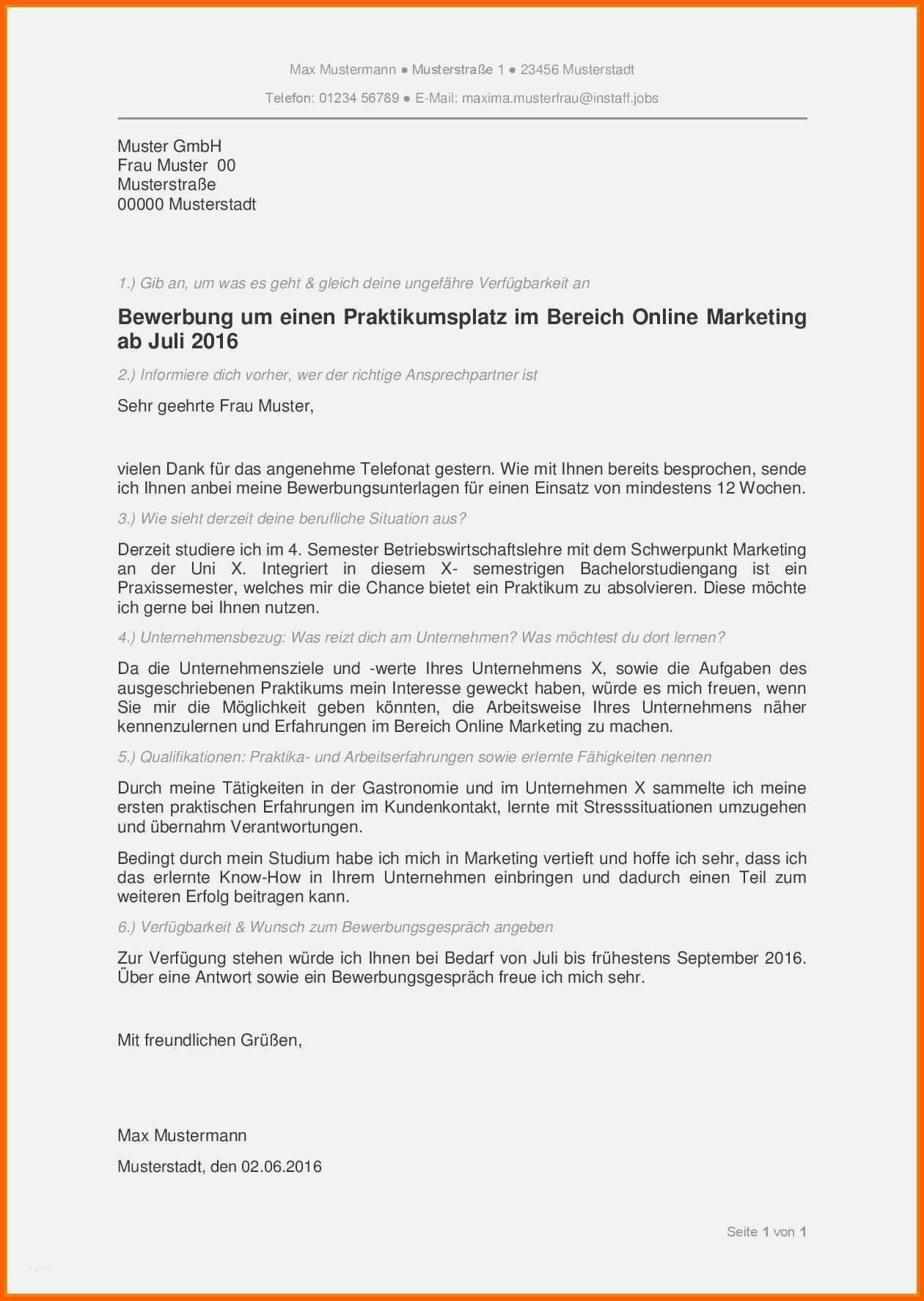 Fantastisch Bewerbungsschreiben Praktikum Vorlage Wunderbar 8