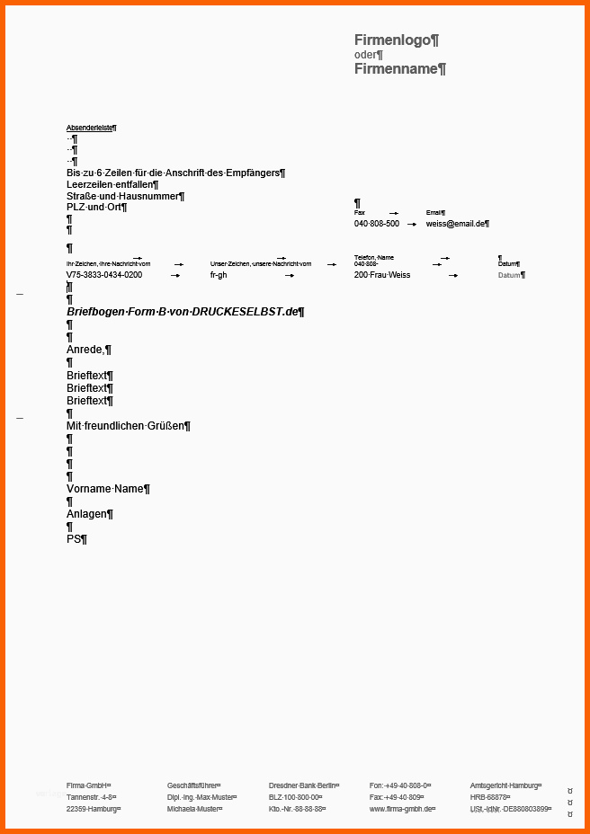 Fantastisch Drucke Selbst Kostenlose Layout Briefvorlagen Für Word