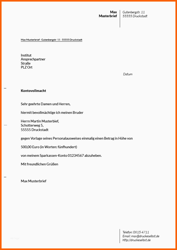 Fantastisch Drucke Selbst Kostenlose Vorlage Mit Mustertext Für Einen