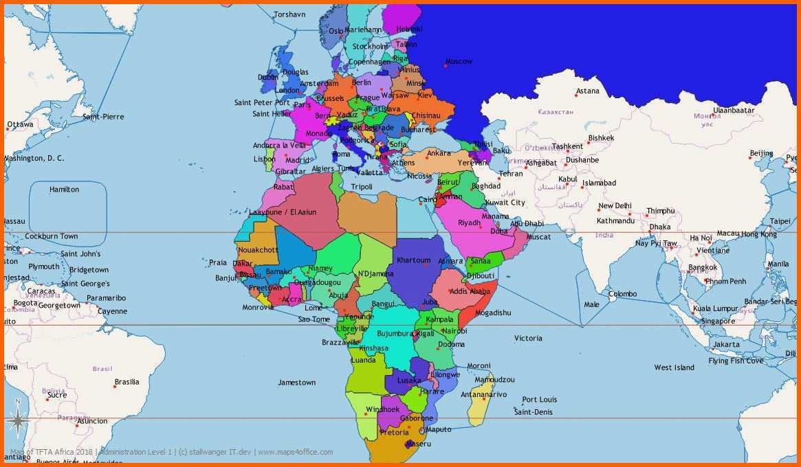 Fantastisch Emea Region Weltkarte Länder Powerpoint Vorlage Vektor