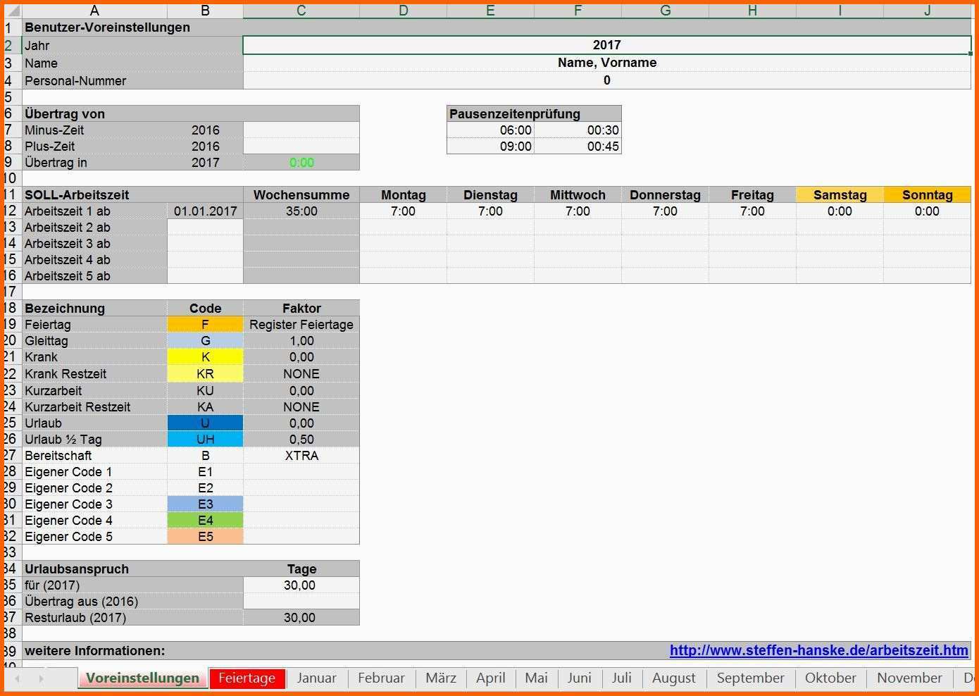 Fantastisch Excel Arbeitszeit Berechnen Mit Pause Vorlage – Gehen
