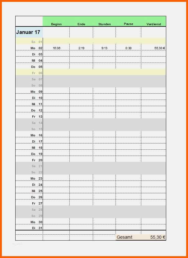 Fantastisch Excel Stundenzettel 2015 Design Die Fabelhaften Excel