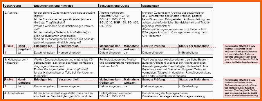 Fantastisch Gefährdungsbeurteilung Vorlage Excel Großen