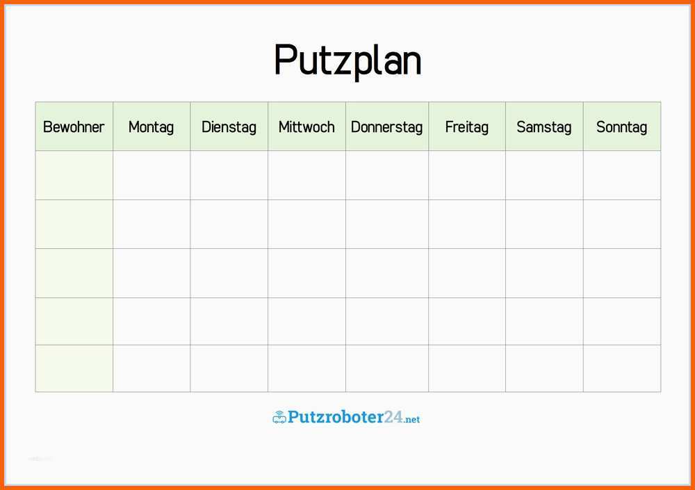 Fantastisch Haushaltsplan Mit Kindern Vorlage Erstaunlich Putzplan