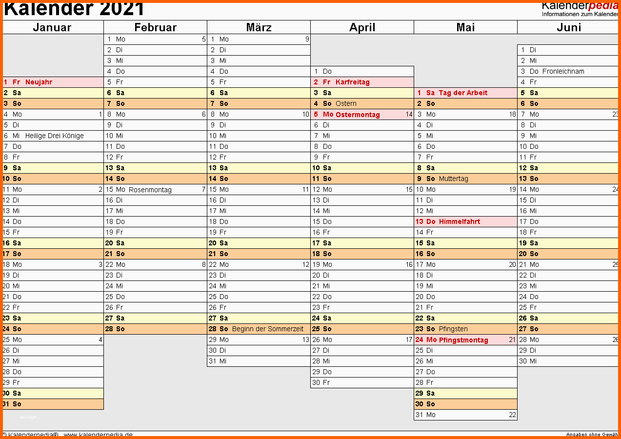 Fantastisch Kalender 2021 Word Zum Ausdrucken 16 Vorlagen ...