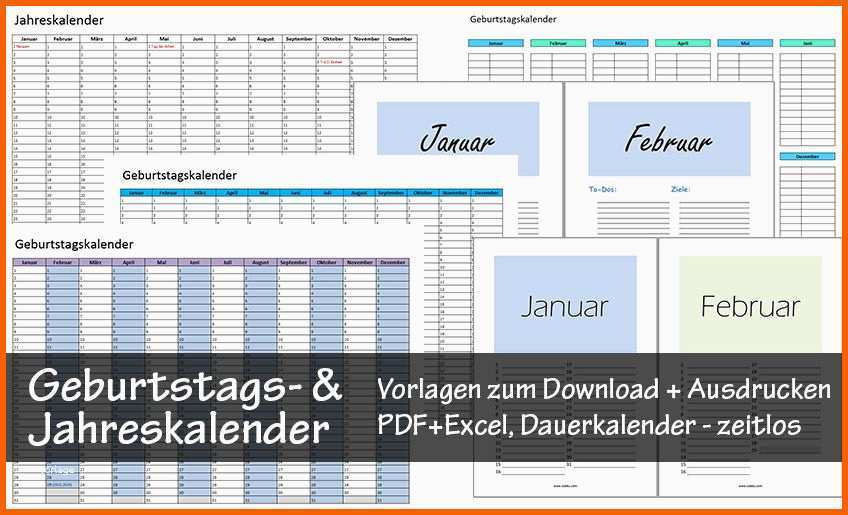 Fantastisch Kostenlose Geburtstagskalender Zum Ausdrucken Pdf Excel