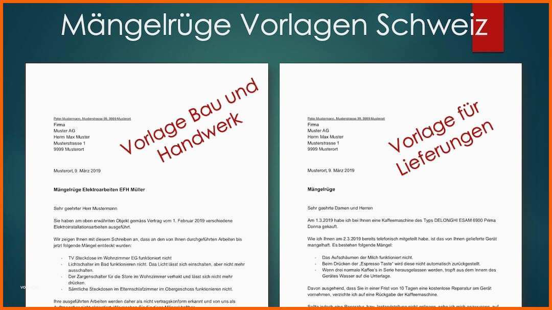 vorlage maengelruege