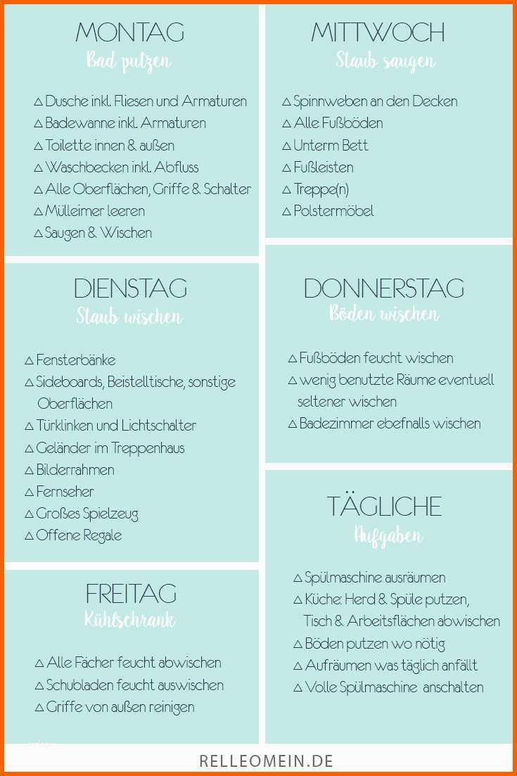 Fantastisch Mein Wöchentlicher Putzplan Für Ein Sauberes Zuhause