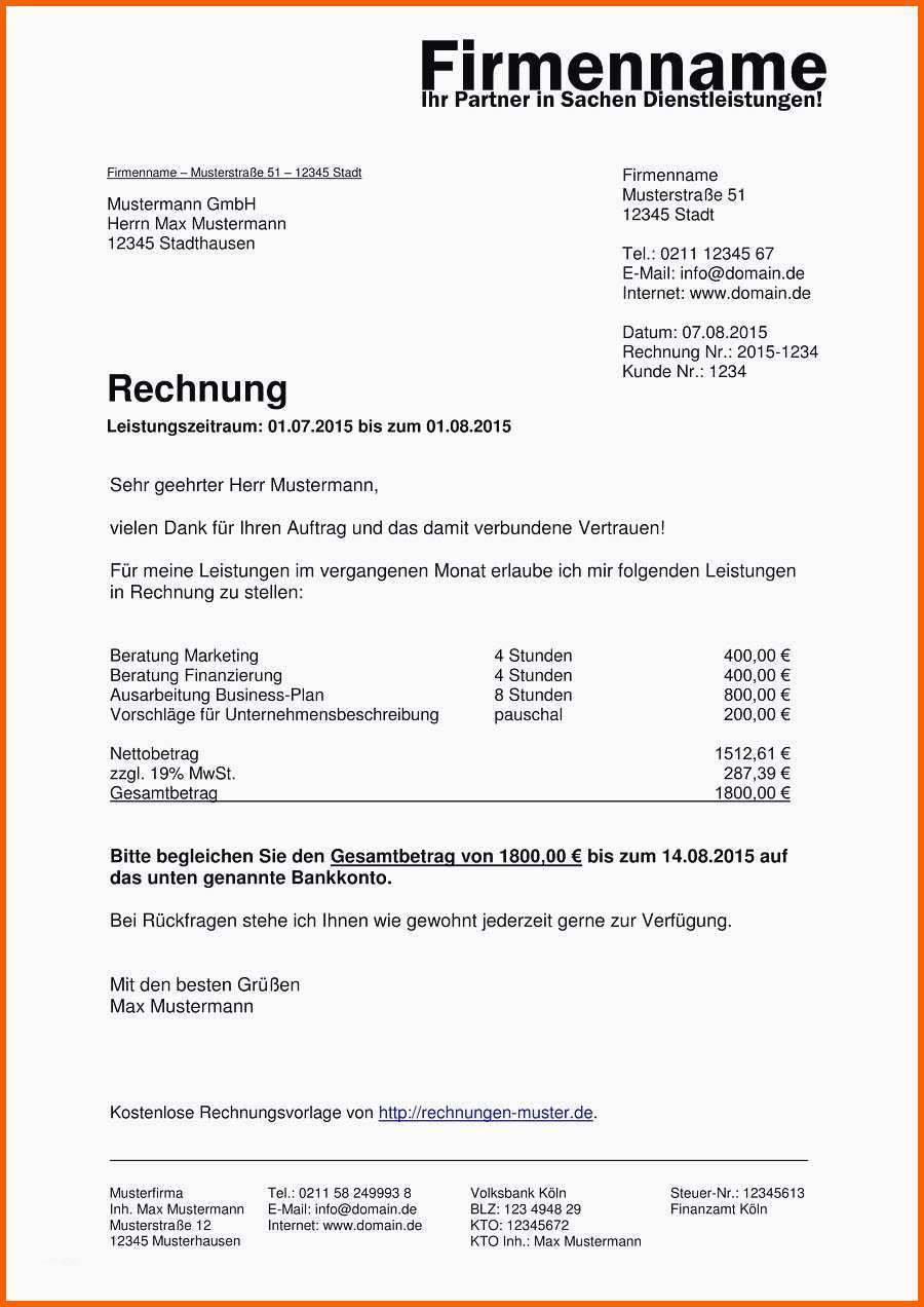 Fantastisch Neues Rechnung Stellen Vorlage