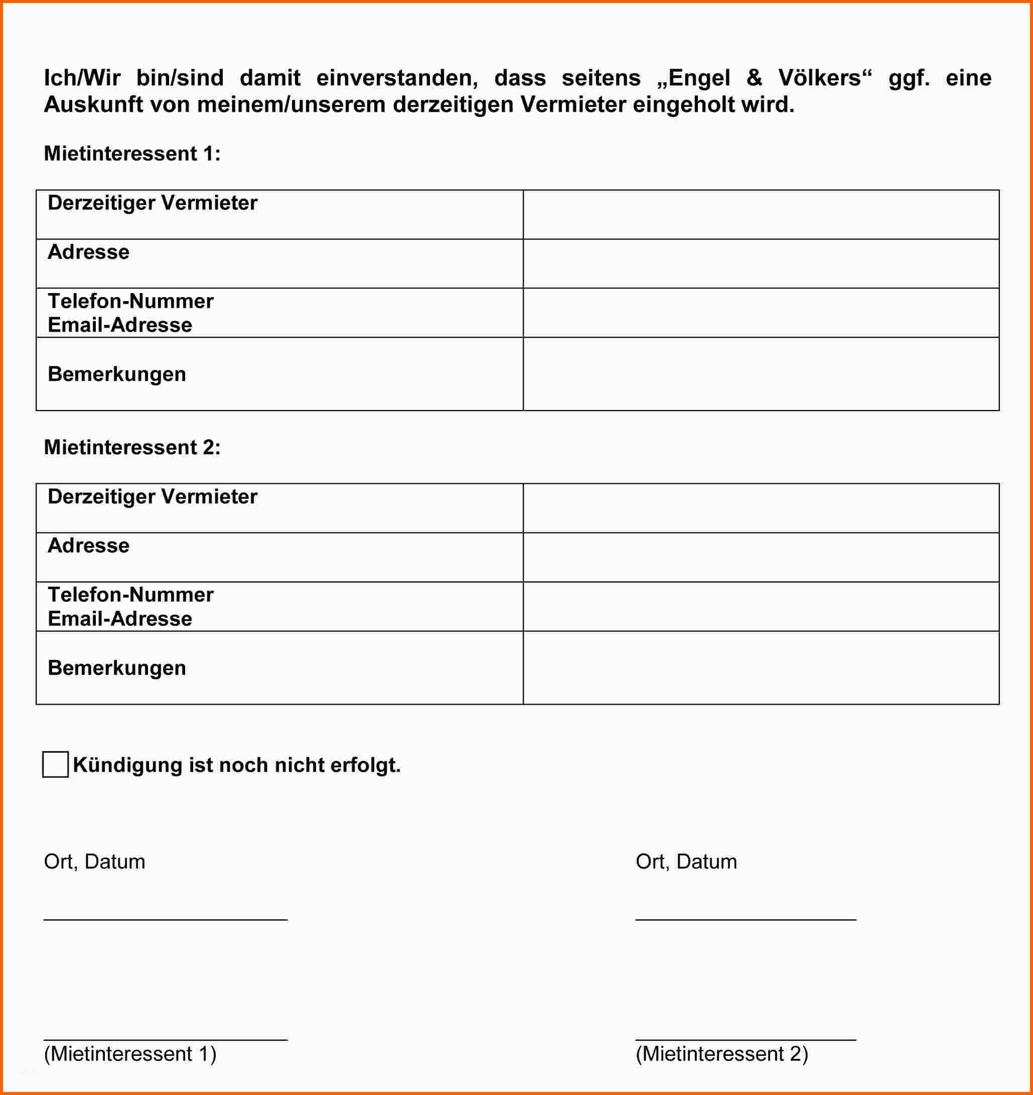 Fantastisch Selbstauskunft Mieter Vorlage Invitation Templated