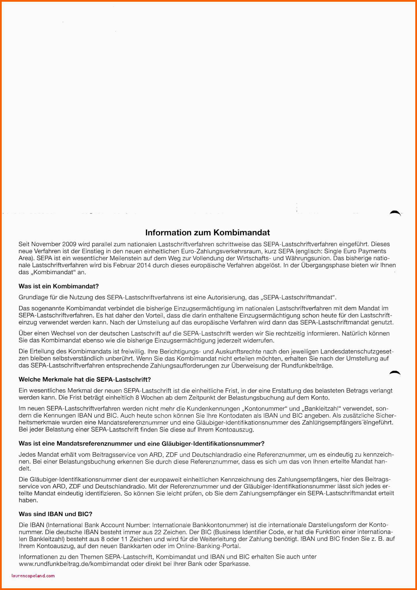 Fantastisch Sepa Firmenlastschrift Mandat Vorlage Sparkasse Druckbare