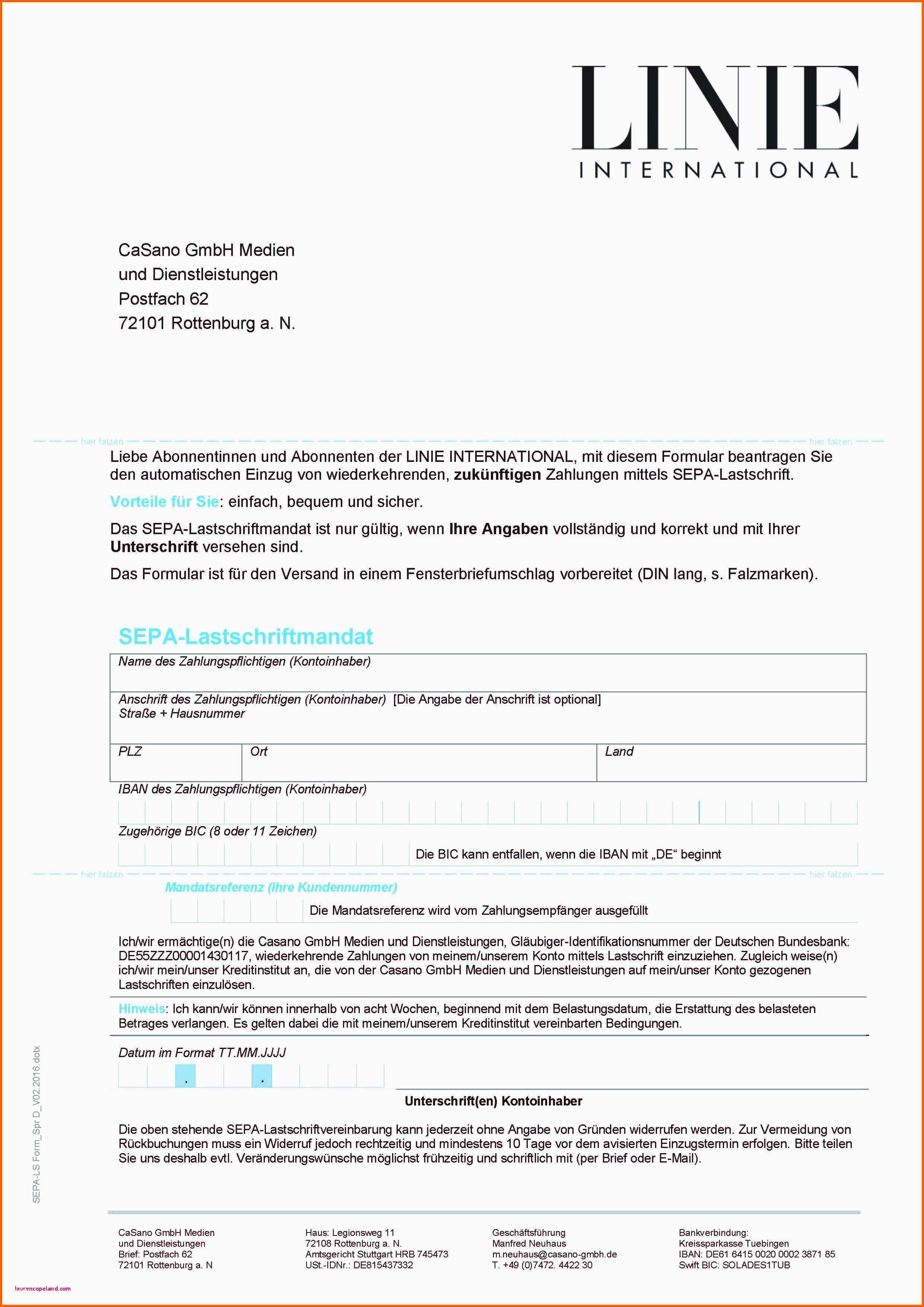 Fantastisch Sepa Firmenlastschrift Mandat Vorlage Sparkasse Druckbare