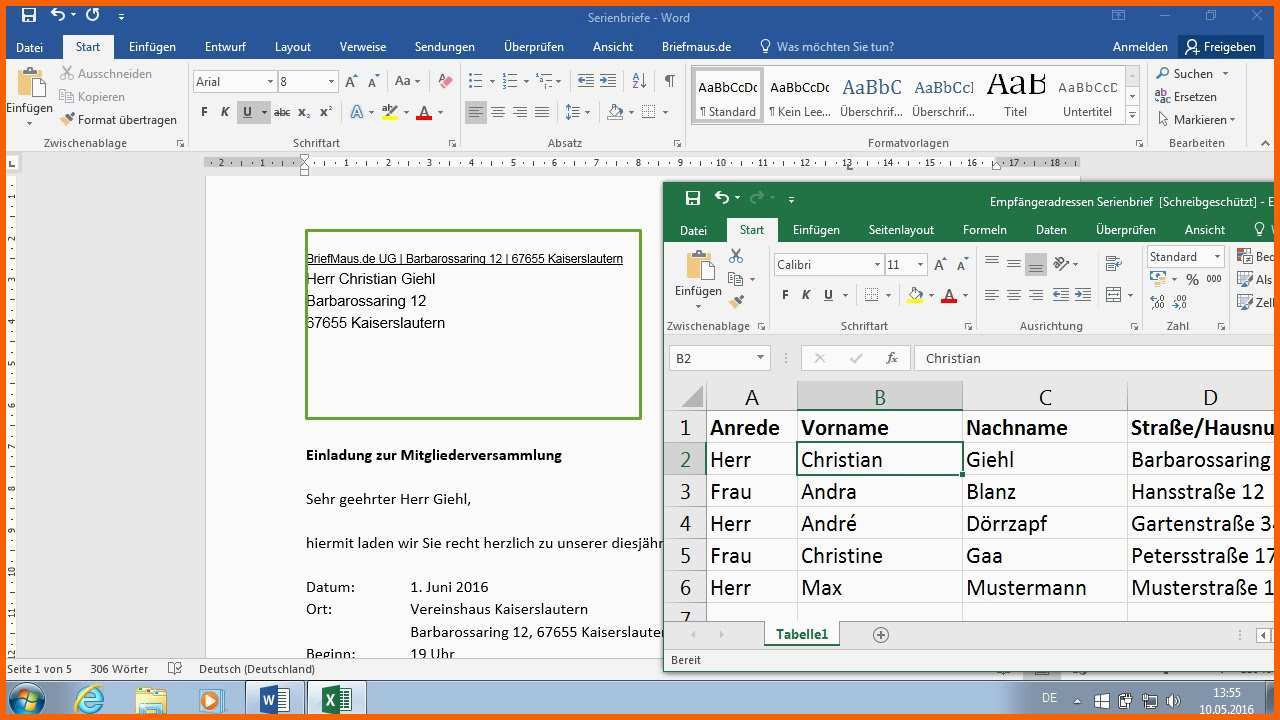 Fantastisch Serienbrief In Word 2016 Erstellen &amp; Verschicken In 5