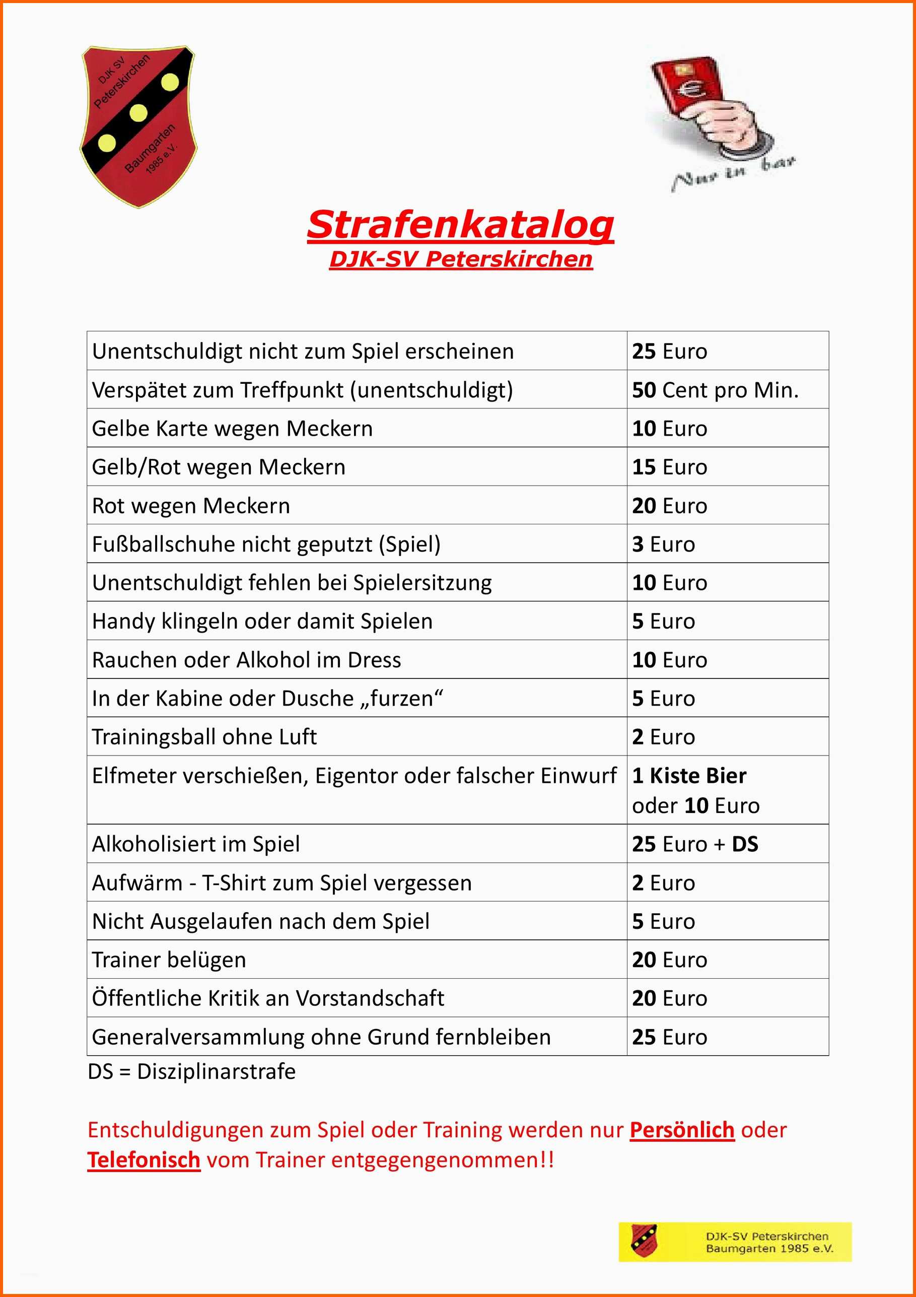 Fantastisch Strafenkatalog Svp Djk Sv Peterskirchen Baumgarten
