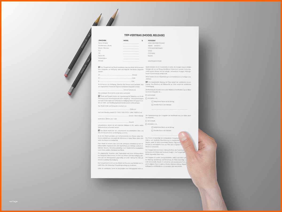 Fantastisch Tfp Vertrag Vorlage Dsgvo Model Release Muster