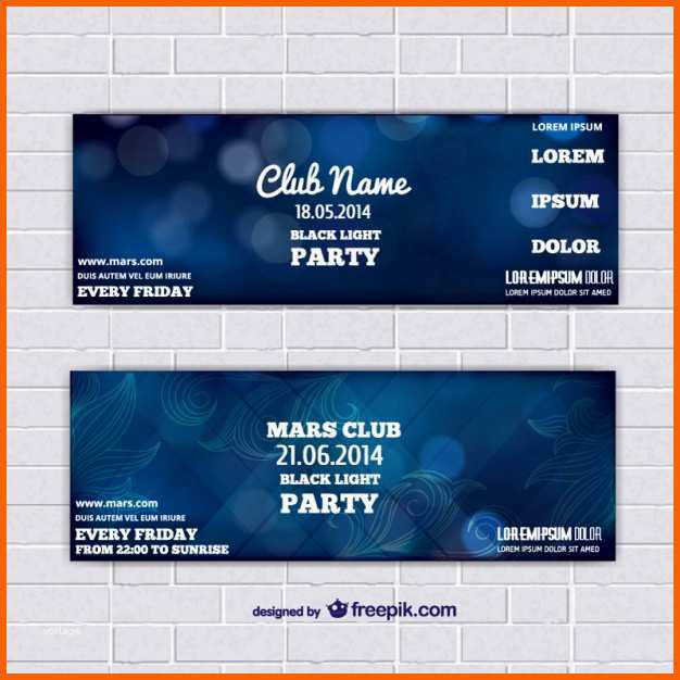 Fantastisch Ticket Vorlage Banner Mit Blauen Abstrakten Hintergrund